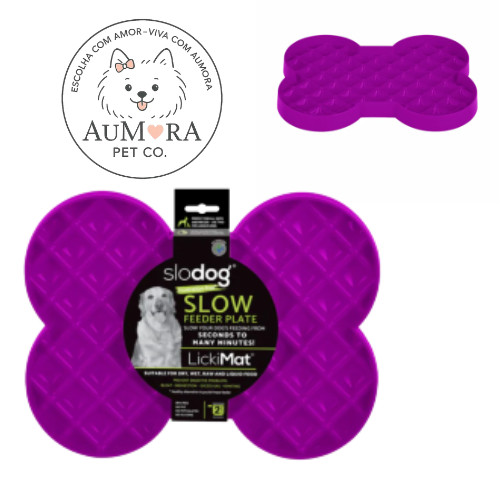 Comedouro Lento e Tapete de Lamber para cães Slodog Small (P) Roxo - Lickimat