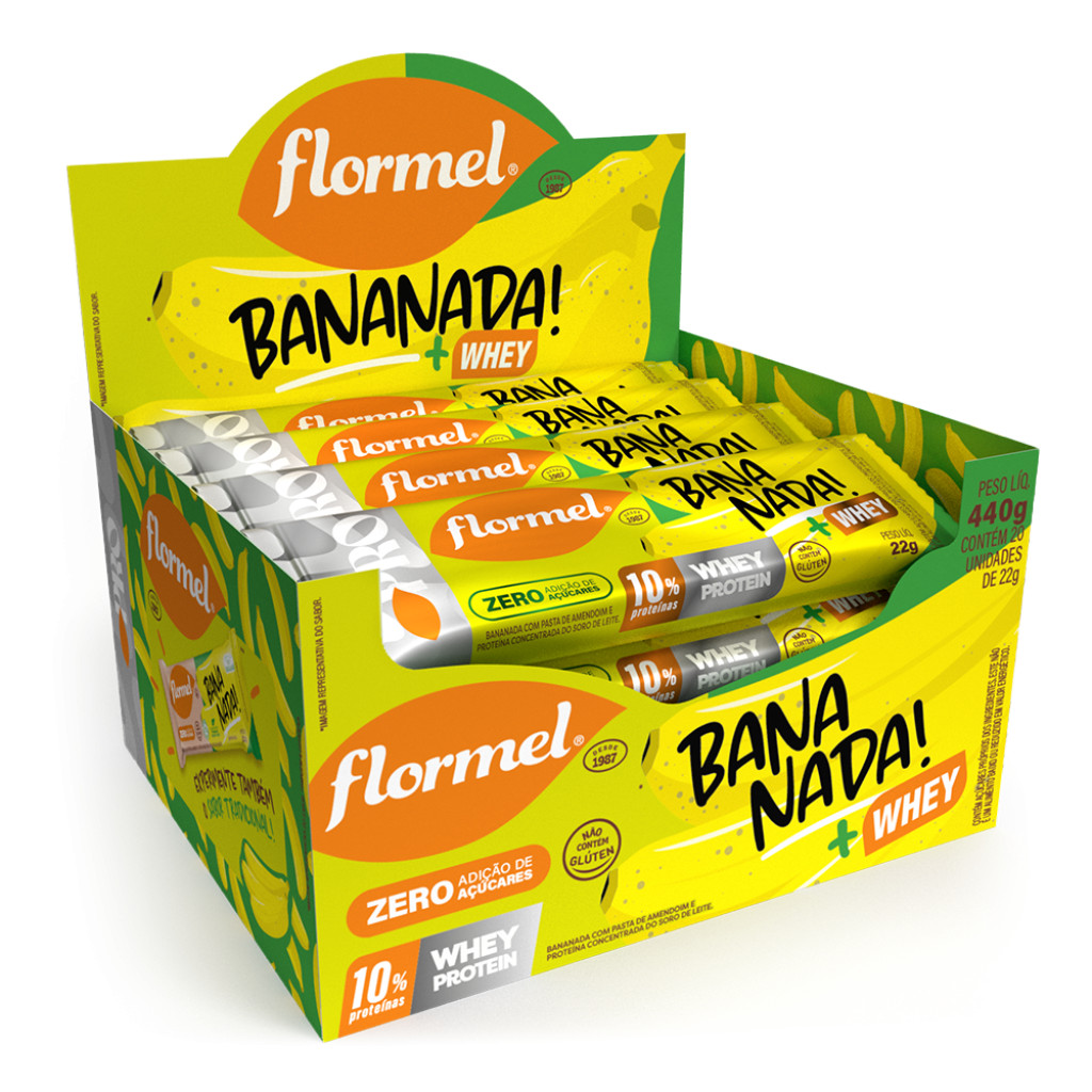 Bananada Com Proteína Diet Zero Açúcar - Caixa com 20 Unidades de 22g Cada
