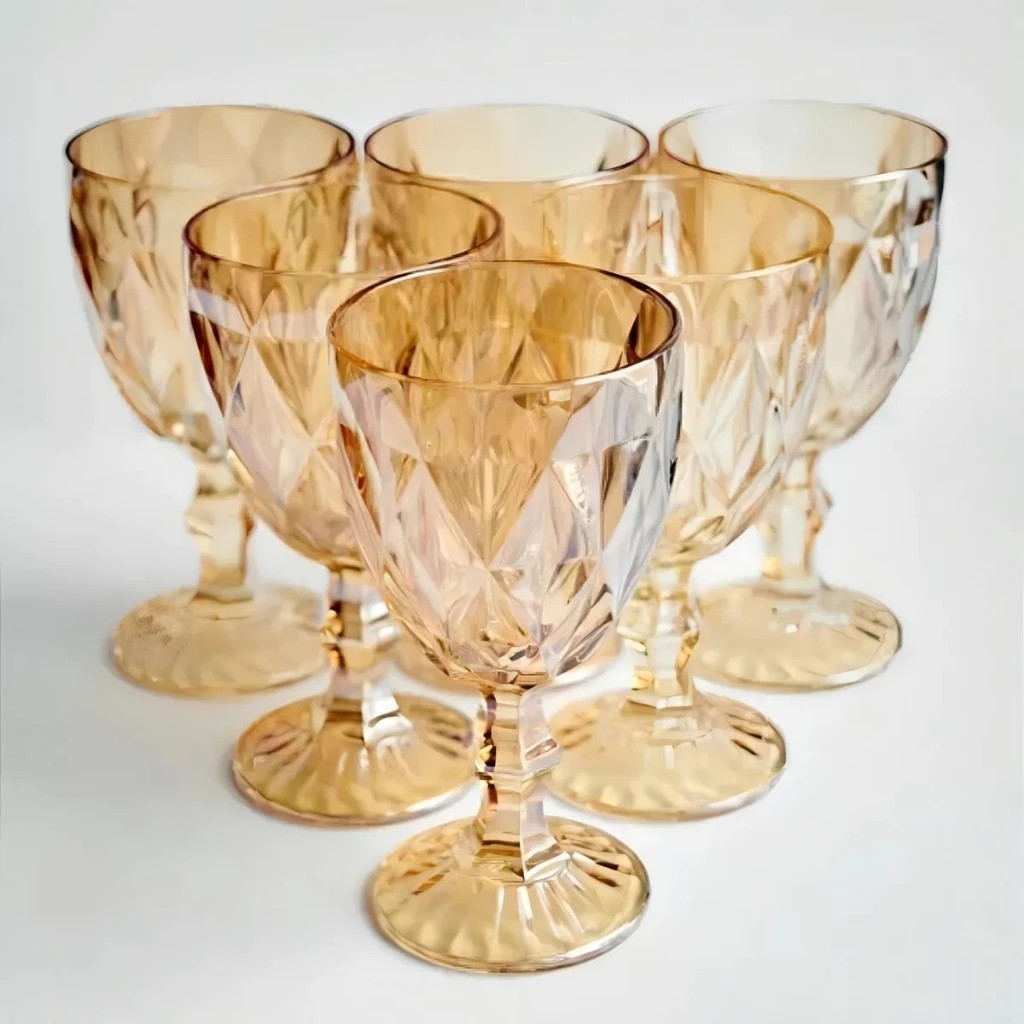 Conjunto 6 Taças Vidro Cristalino Borda Dourada Elegantes para Vinho Jantar Achadinhos