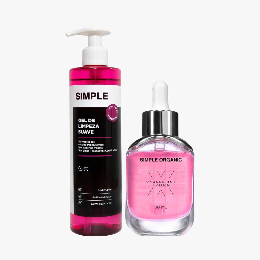 Kit Dupla Essenciais Da Rotina - Gel de Limpeza Suave + Sérum Pdrn Simple Organic