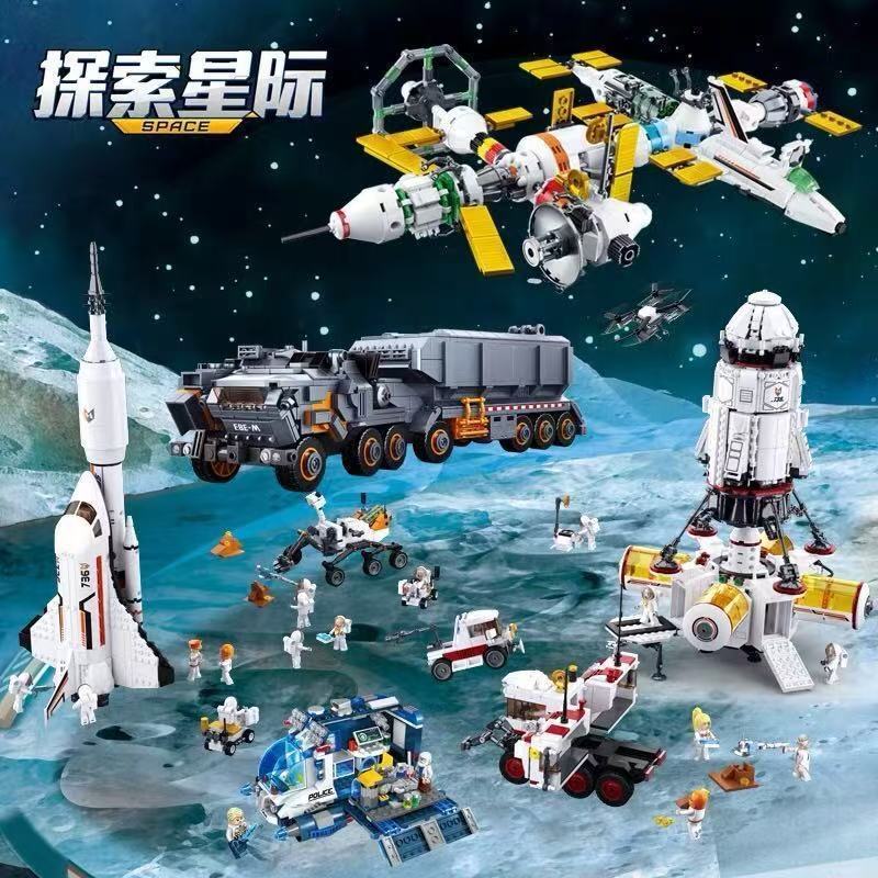 300 PCS Lego Blocos de Construção Série de Aviação Nave Espacial Foguete Estação Espacial Menino Brinquedo Montado Prese