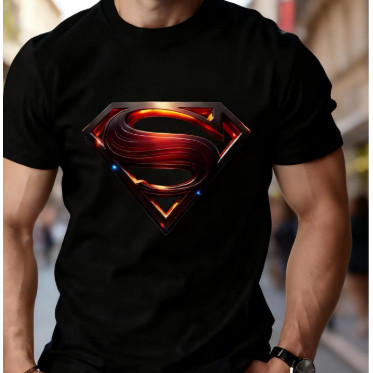 Camiseta Unissex Oversized Estampa Logo Superman 3D Confortável Estilosa Moderna Streetwear