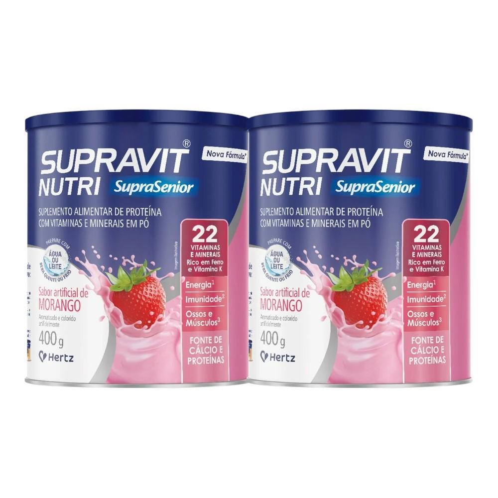 Kit Supravit Nutri Sabor Morango Com 2 Unidades De 400g Cada