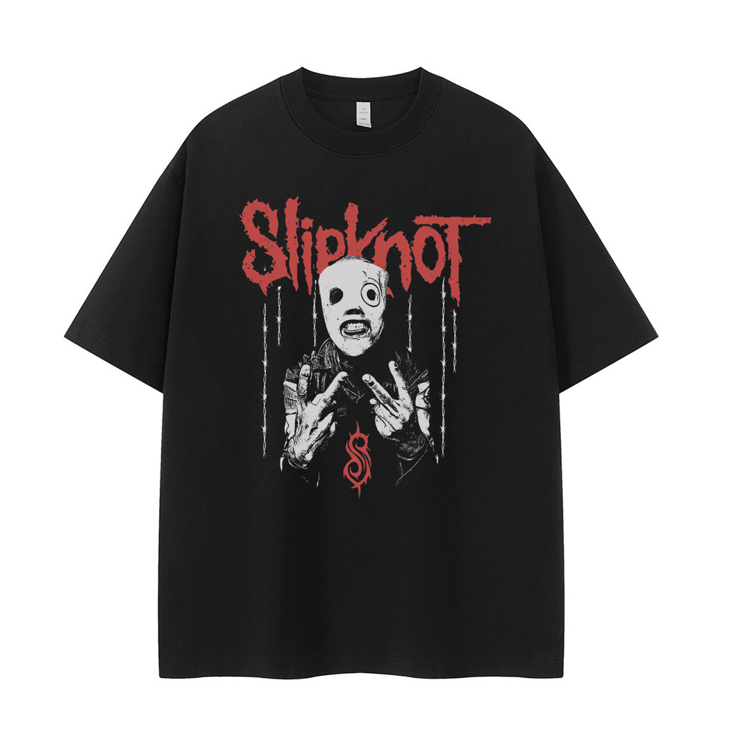 Music.Soul Camiseta Unissex Slipknot Banda Estampa Retrato Vintage Confortavel Estilosa Rockeira Moda Casual