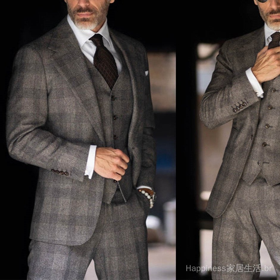 Traje formal profissional para negócios de comércio exterior, terno masculino de três peças estilo coreano, corte justo,