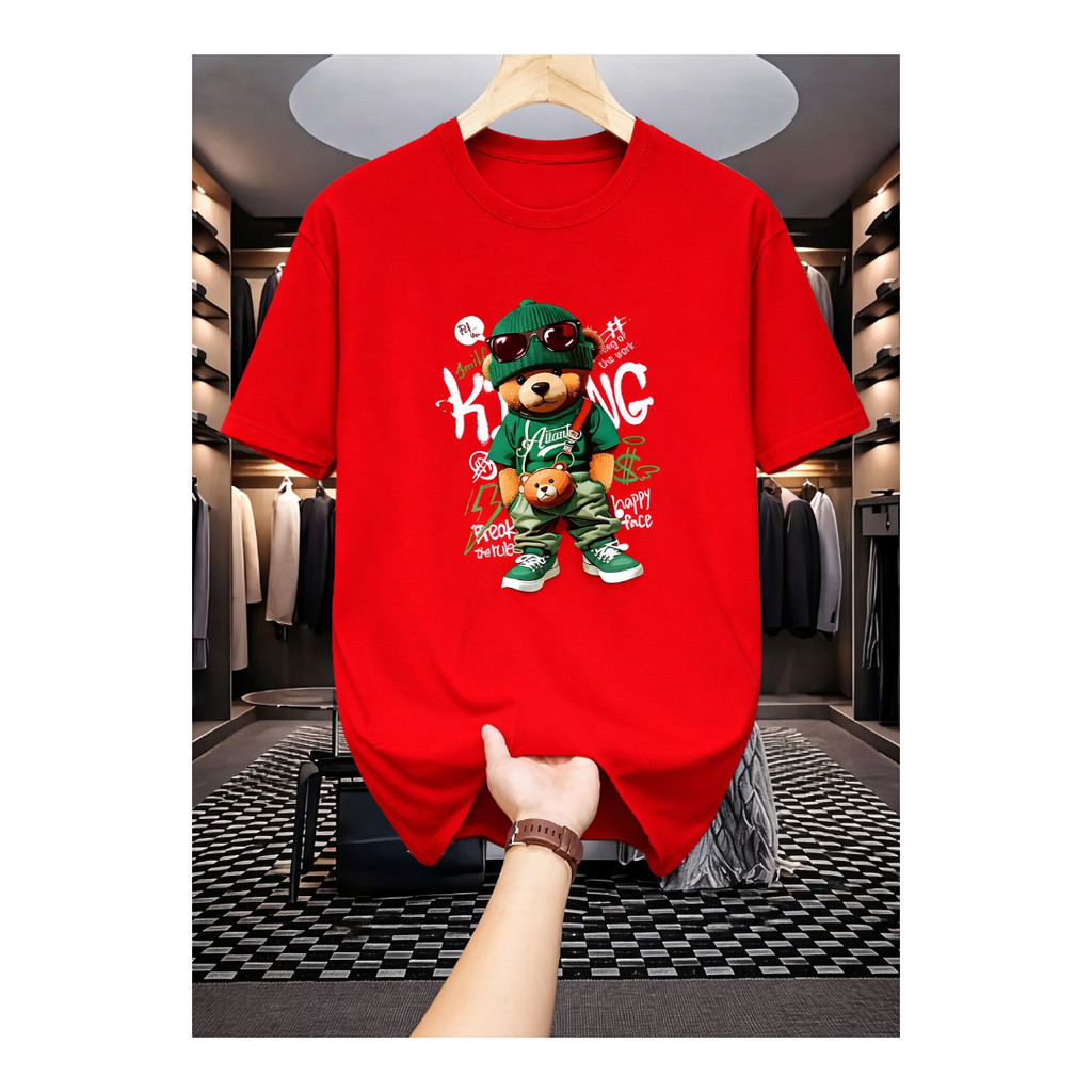 Camiseta Masculina Casual Algodão Premium Urso King Swag Adulto Infantil Unissex