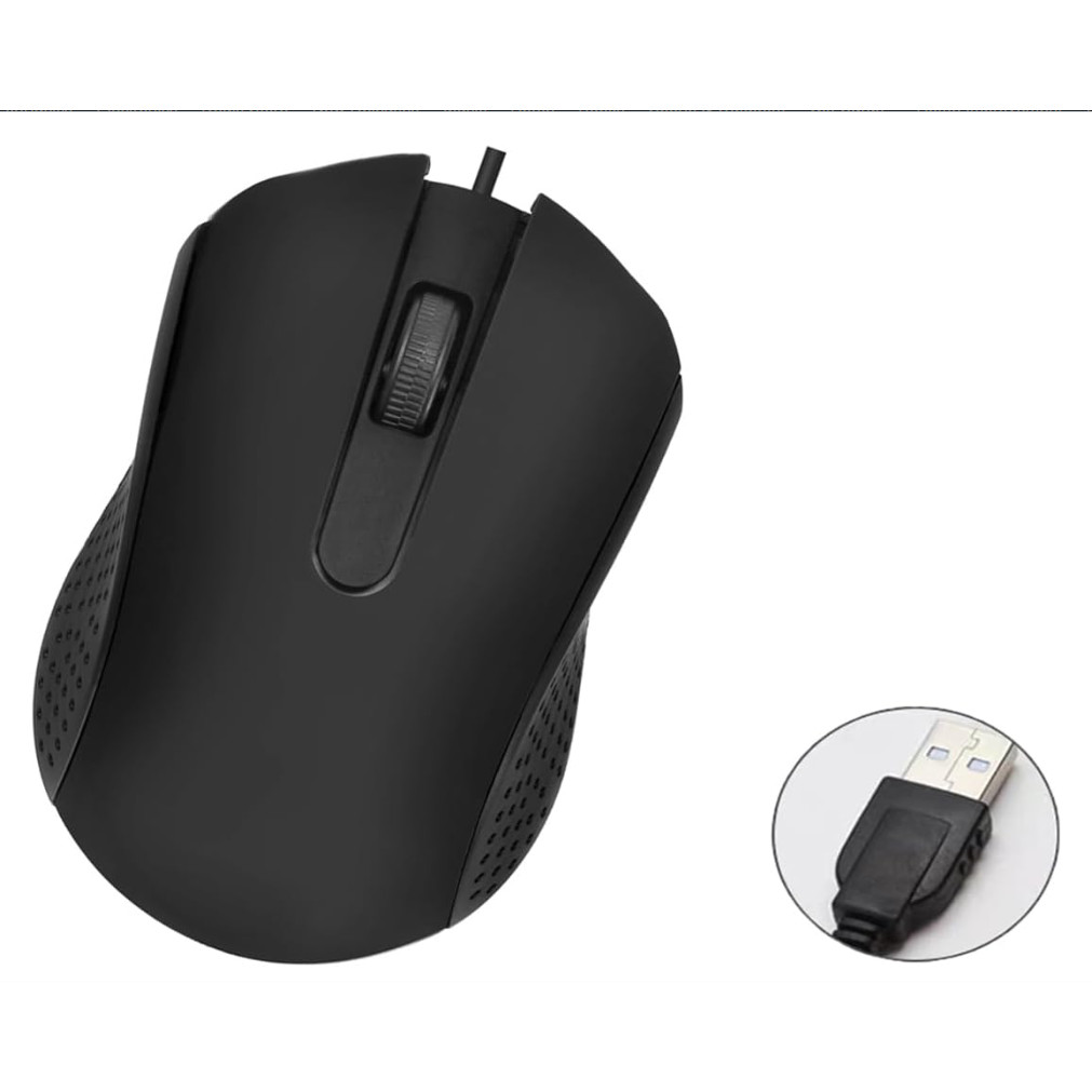Mouse USB Com Fio 1000 DPI Óptico Ergonômico Silencioso Para Notebook PC Trabalho Escritório Casa