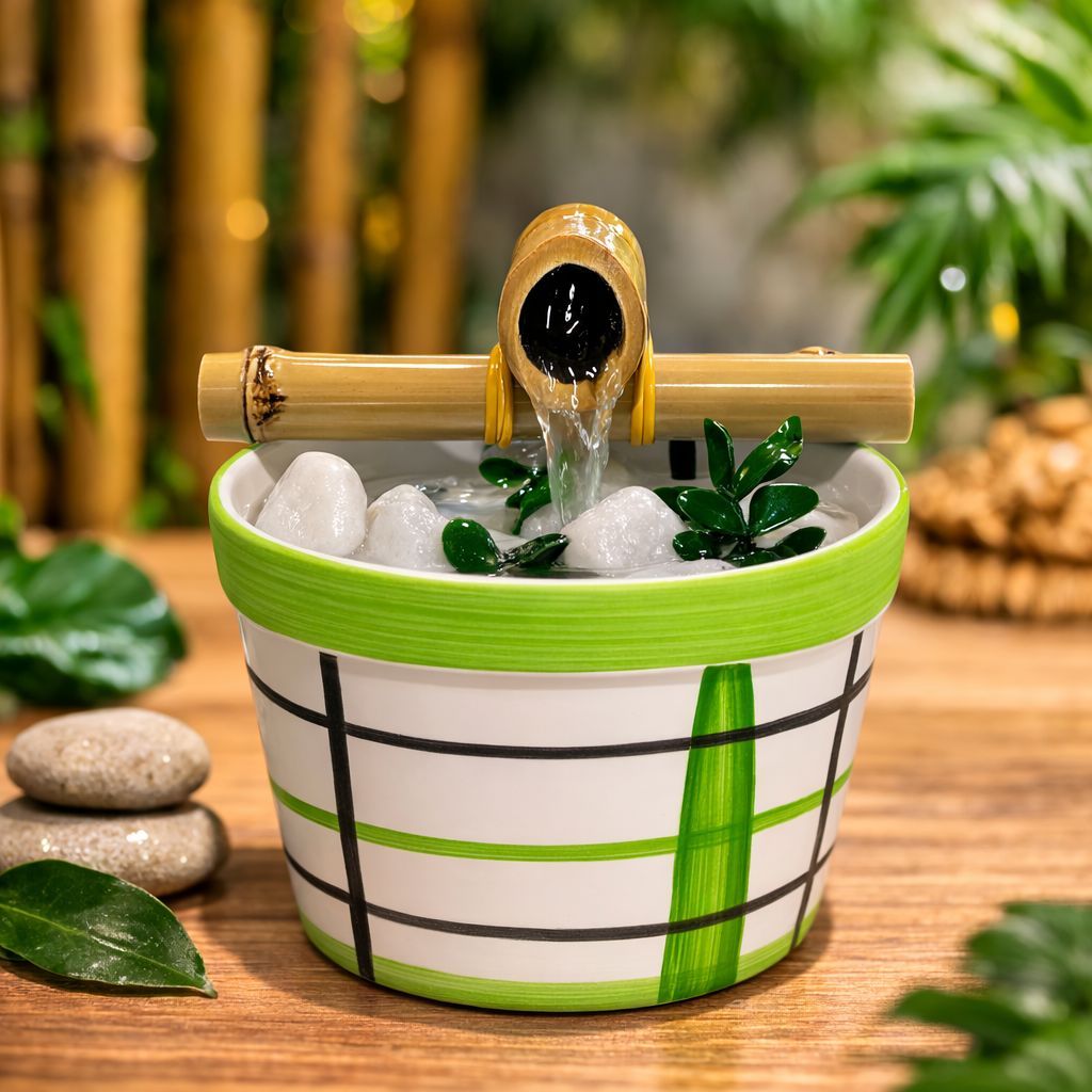 Imagem Fonte De Água Bambu Feng Shui Decorativa Bivolt Zen