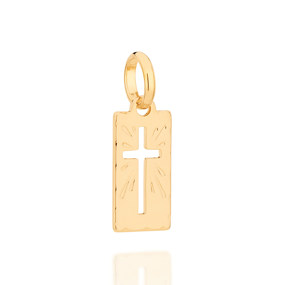 Pingente Rommanel Cruz Vazada Banhado A Ouro 18k - 540004
