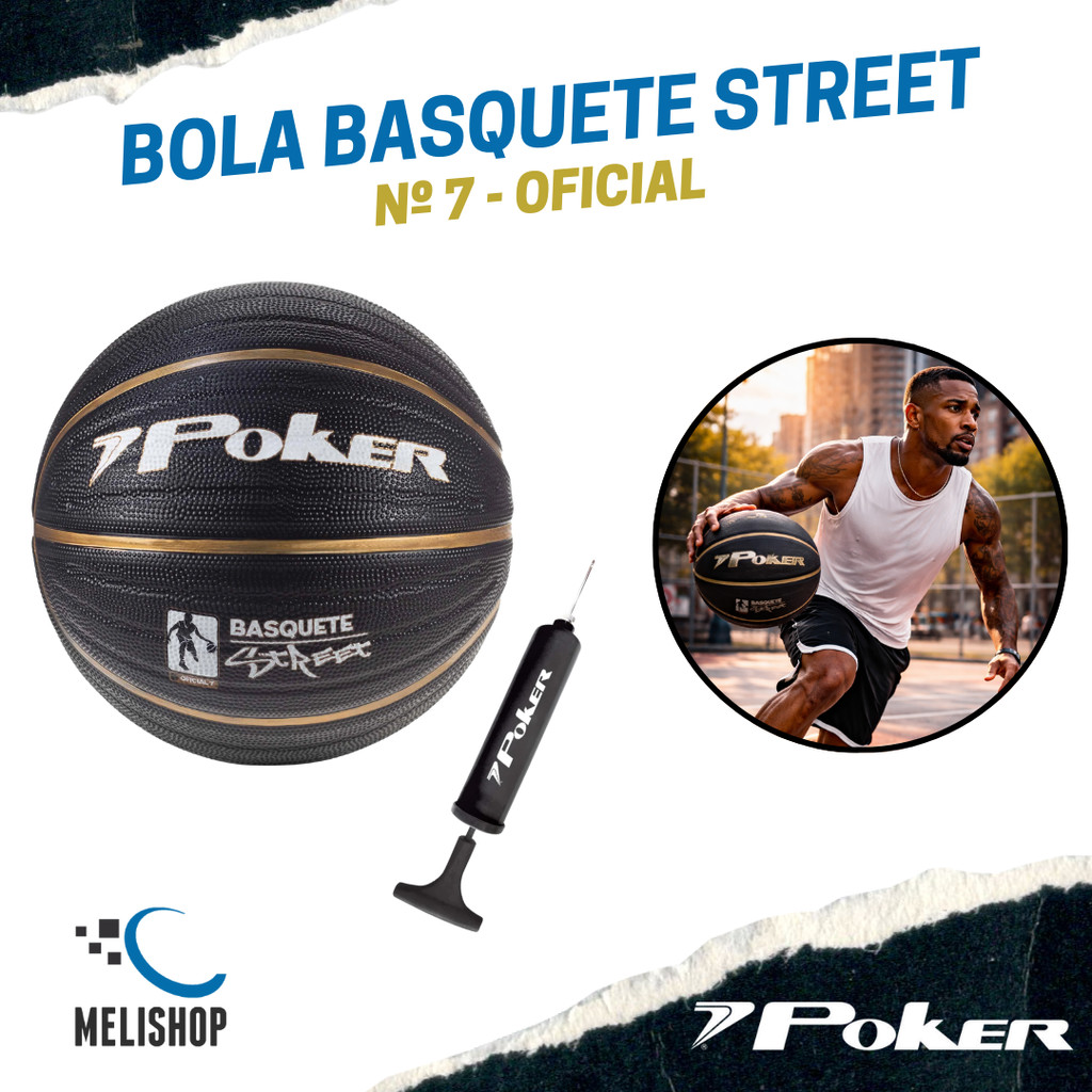 Bola de Basquete Street Nº7 Poker Basquete de Rua Quadra Interna e Externa