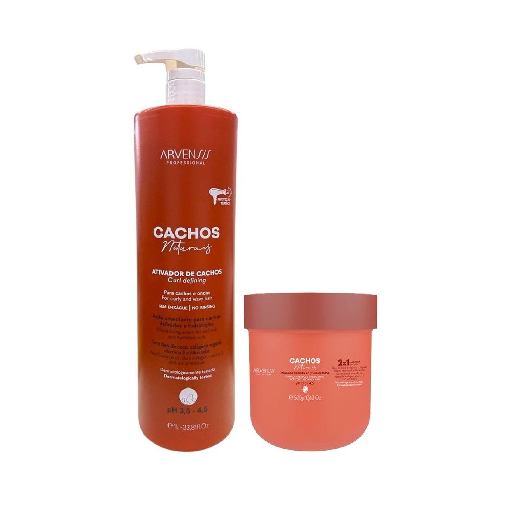 Kit Arvensis Cachos Naturais - Ativador De Cachos 1L + Máscara Capilar 2x1 500g
