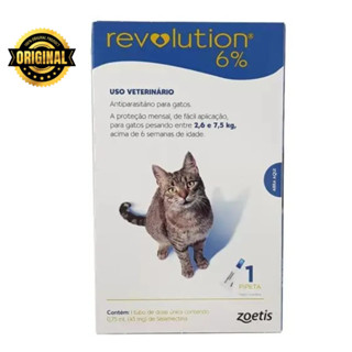 Revolution Gatos 6% 2,6 ate 7,5kg 0,75ml Antipulgas, Vermes, Sarnas, Piolhos, Proteje a ninhada, Carrapatos, Dermatite em Oferta na Shopee