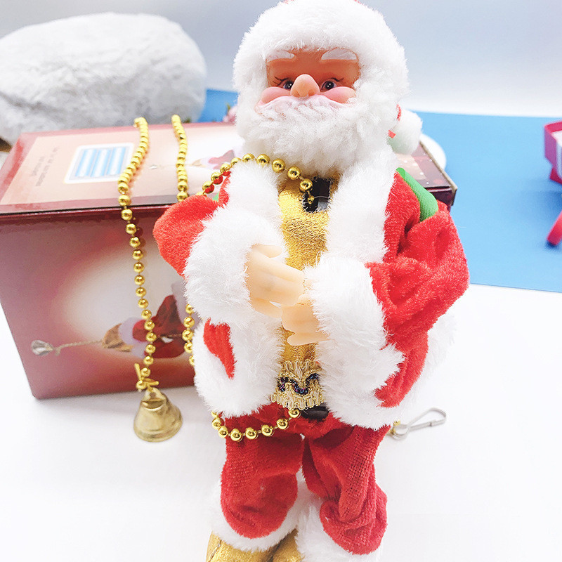 Escada de Fibra Óptica Papai Noel Escada Vermelha Brinquedo de Natal Renas Puxando Trenó Papai Noel Subindo a Chaminé