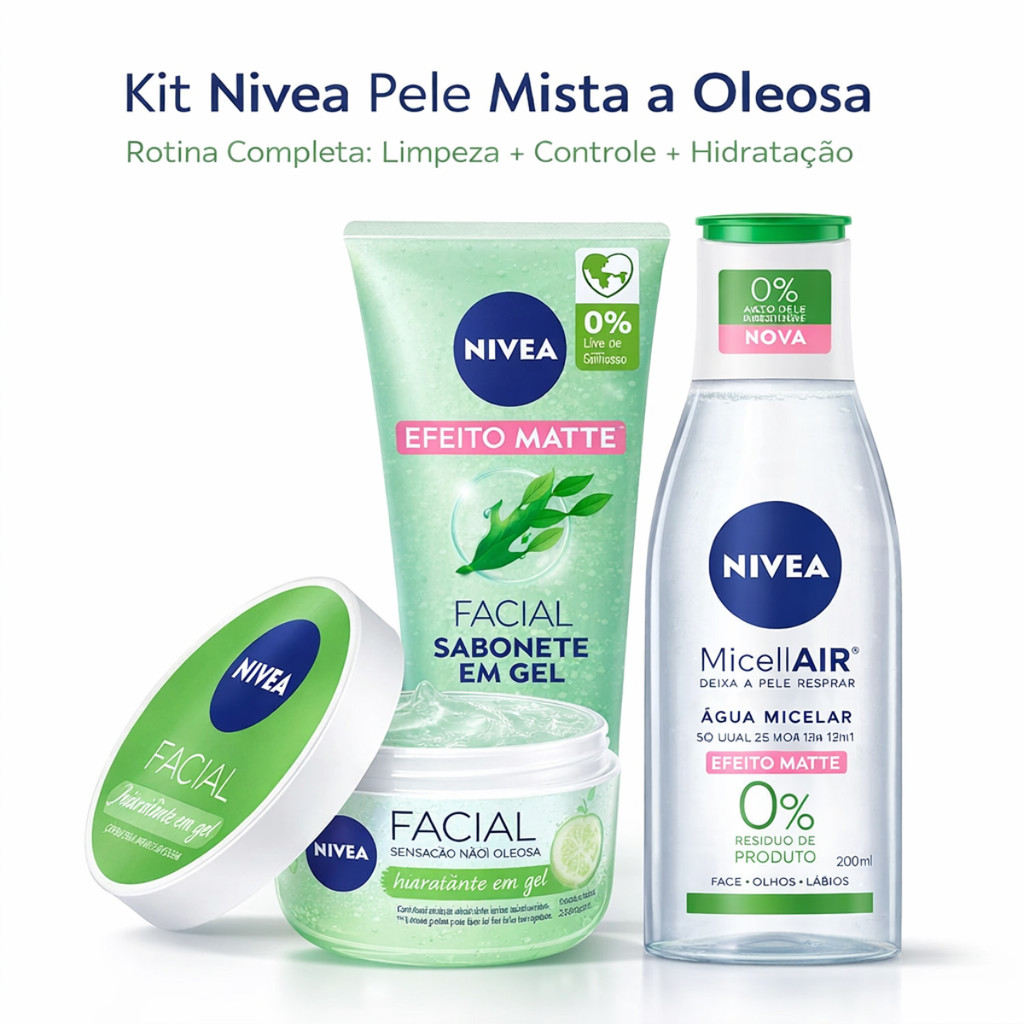 Kit Nivea Pele Oleosa Completo Limpeza + Hidratação Completa