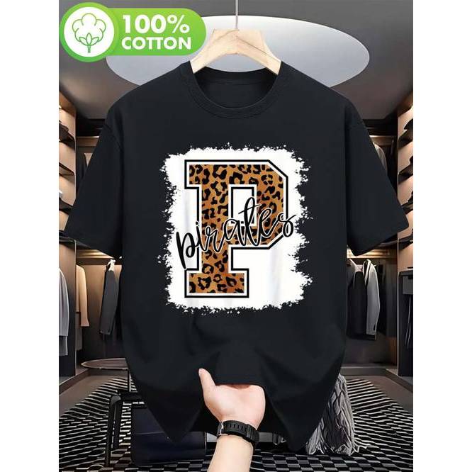 Camiseta Masculina Piratas Leopardo P Vintage Esportiva Retrô Estilosa Confortável Premium Torcida