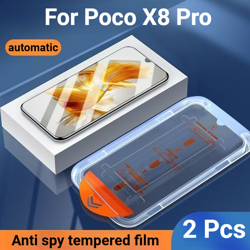 2 Pçs Poco X8 Pro Filme De Privacidade Anti-Espião Protetor De Tela De Vidro Temperado Com Um Clique Espionagem Para Xia
