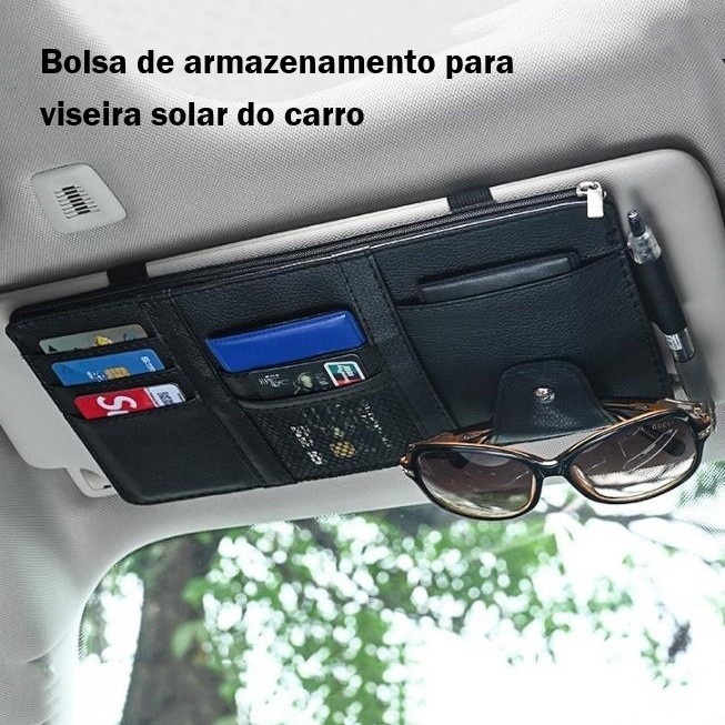 【Pronta Entrega】 Organizador Viseira Carro Suporte Óculos Cartão Caneta Bolsa Porta Documento