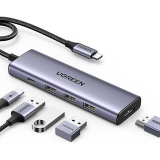 Hub 5 Em 1 Ugreen Usb-c Para 3* Usb 3.0 + Hdmi 4k@30hz + Pd Prateado