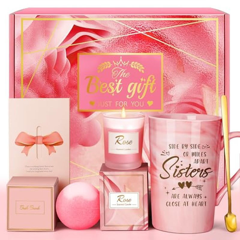 Presentes de Aniversário para Mulheres, Mãe, Irmã, Amiga: Conjunto Único de Cestas de Spa e Relaxamento Rosa para Cuidad