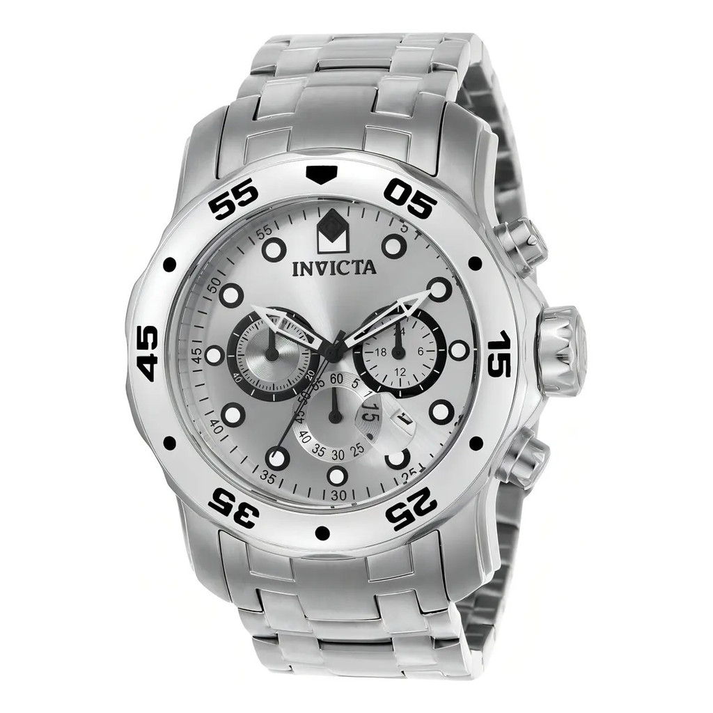 Relógio Invicta Pro Diver Scuba 0071 Cronógrafo Calendário Correia Cinza Claro Bisel Cinza Claro Fundo Cinza Claro