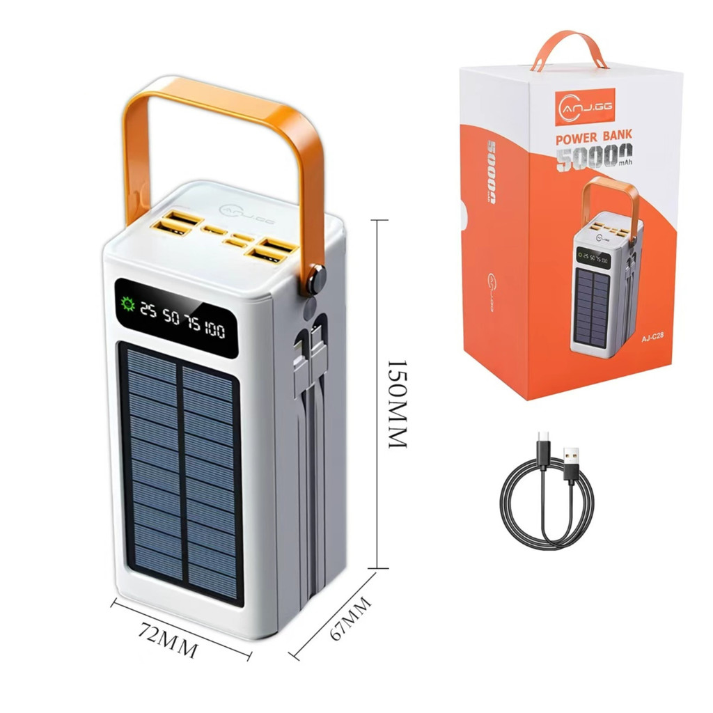 Power Bank Solar 50000mAh Carregador Portátil Grande Capacidade USB com Cabo Universal — foto 5