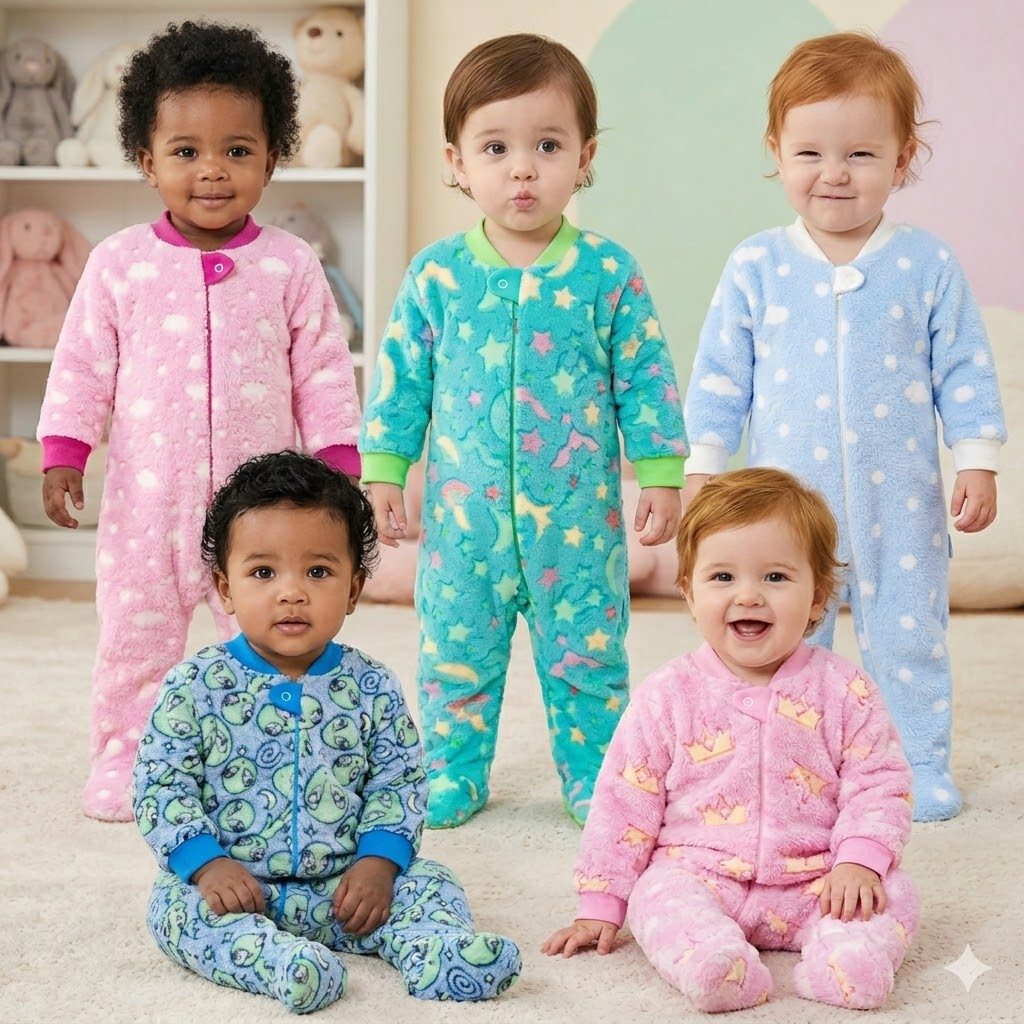 Macacão para Bebê Fleece Brilha no Escuro Antiderrapante