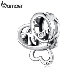 Bamoer Charme Dia Das Mães Duplo Coração Pingente DIY Pulseira Acessórios Para Presentes Femininos