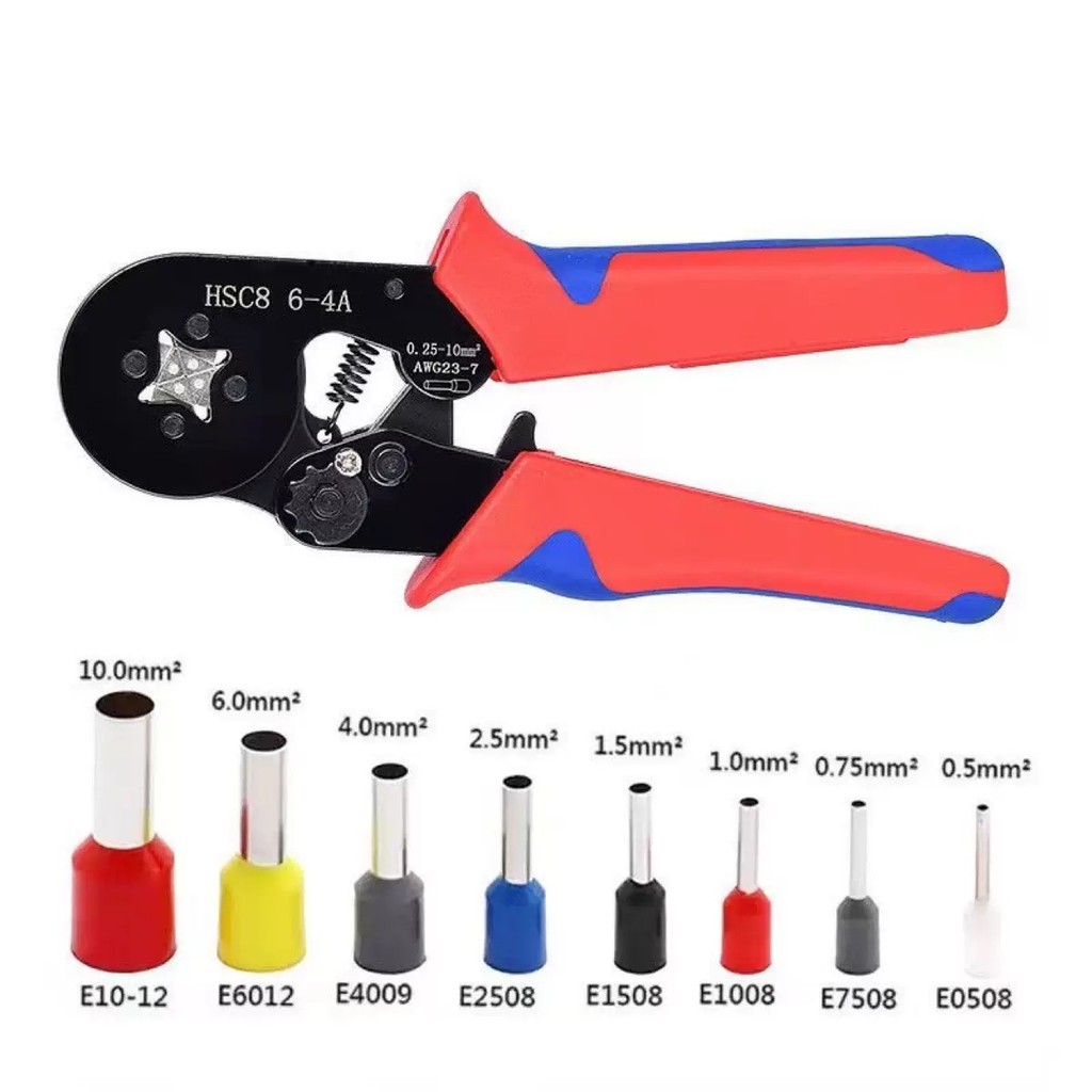 Kit Alicate de Crimpar Terminais Tubulares 0.25 a 10mm + 1200 Peças Ilhós Eletricista Profissional