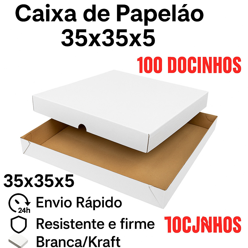 Kit 10 Caixas De Papelão Para Doces - 35x35x6 Com 50 e 100 Doces e Salgados em Oferta na Shopee