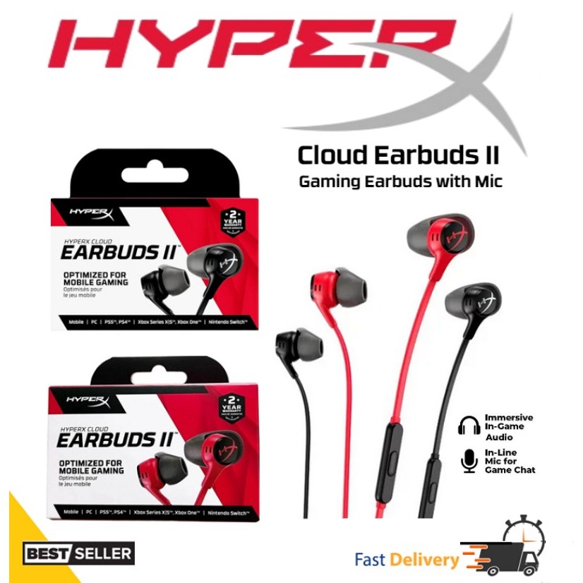 HyperX Fone Gamer Cloud Earbuds II Drivers de 14mm Frete Grátis Novo Lacrado
