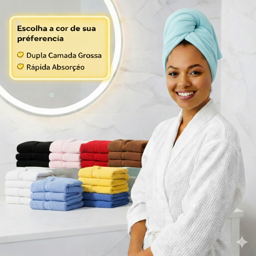 Toalha De Cabelo Banho, Toalha Grossa Mágica Para Secar Cabelo De Microfibra Grossa Touca Pós Banho em Oferta na Shopee