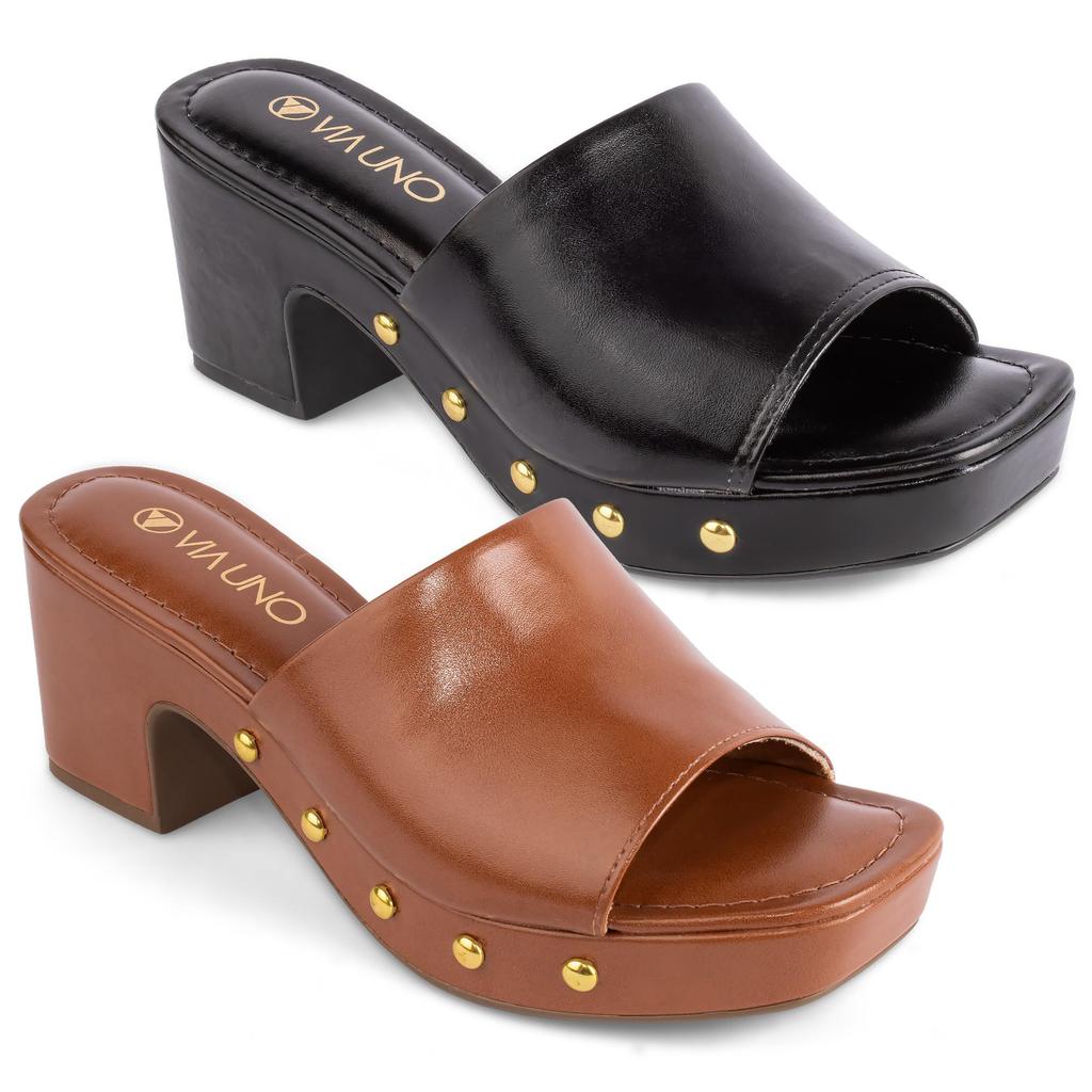 Sandália Via Uno Tamanco Salto Confortável Original 920011 em Oferta na Shopee