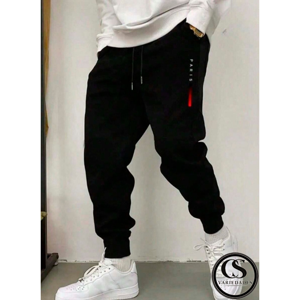 Calça Masculina Paris Calça Moletom Jogger Com Bolso Amarraçao Confortavel Macia Envio Imediato em Oferta na Shopee