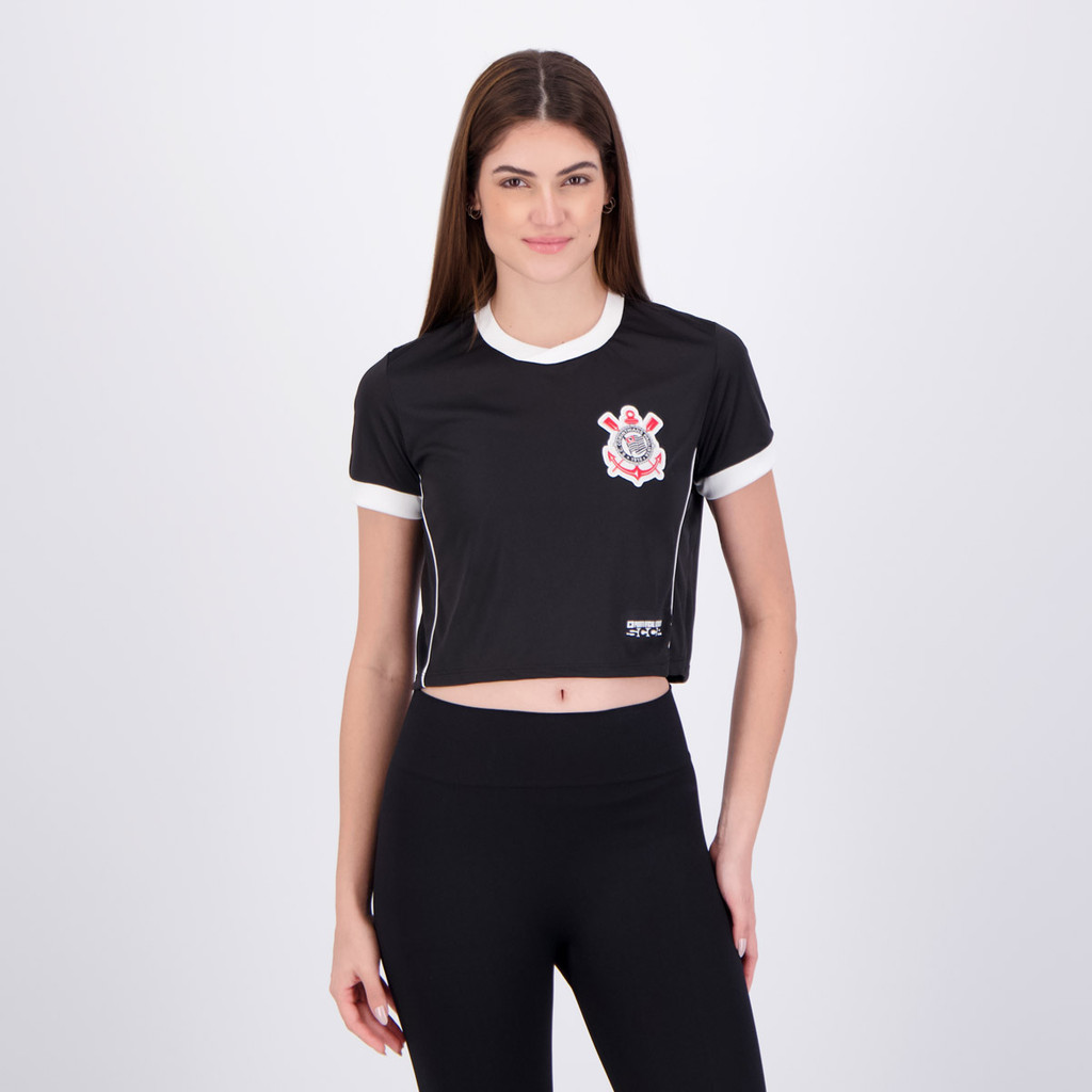 Cropped Corinthians Dry Logo Feminino Preto