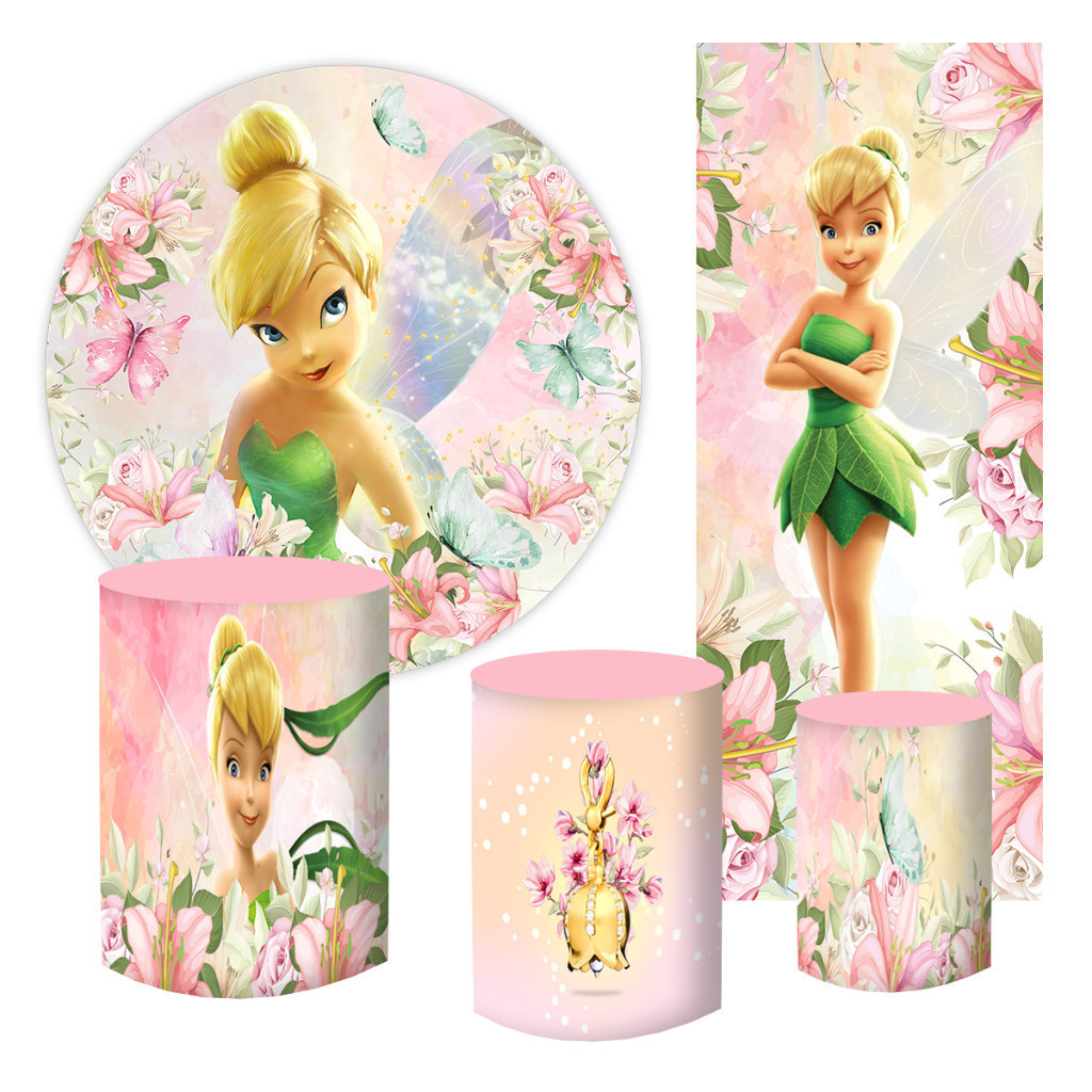 Kit Paineis Casados + Capas Cilindro Tecido Sublimado Tinker Bell Sininho