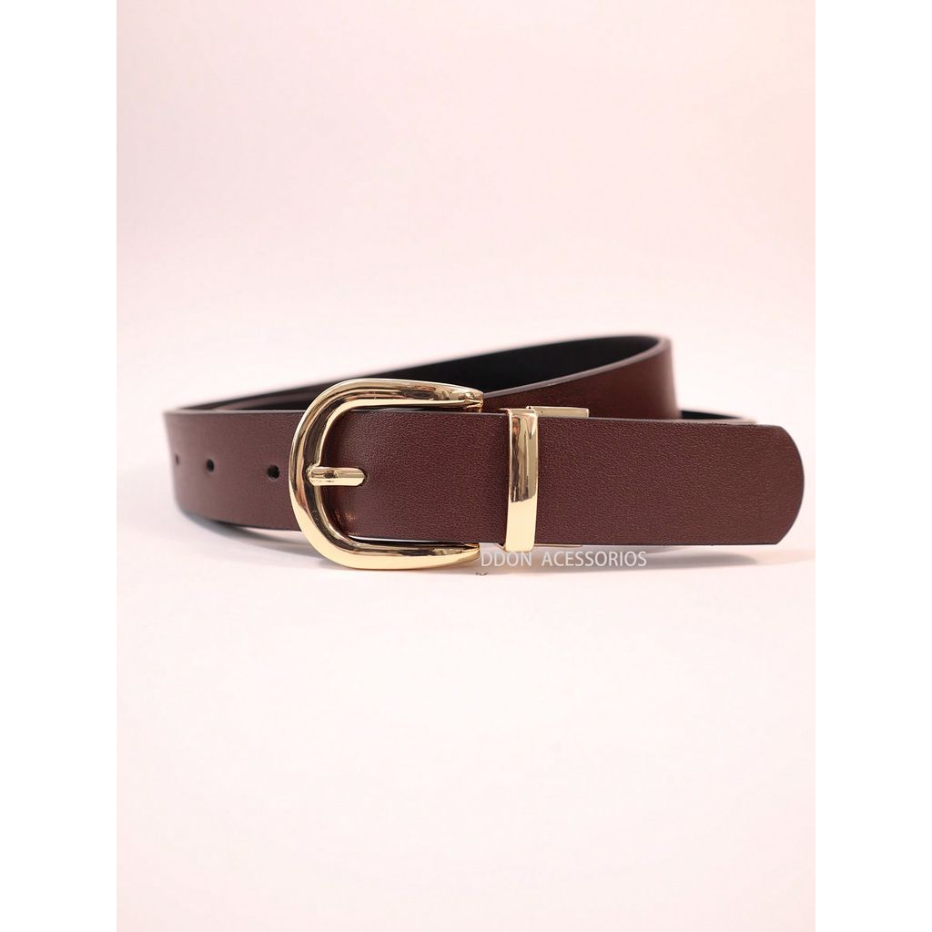 Cinto Feminino 3cm Dupla Face Reversível Fivela Giratória 110cm Elegante em Oferta na Shopee