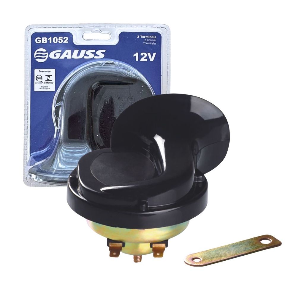 Buzina Caracol Carro Moto Van Ônibus Universal 12v 2 Conectores Som Alto Gauss GB1052 em Oferta na Shopee
