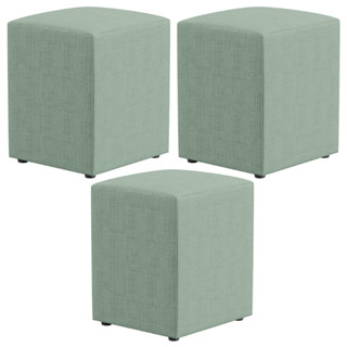 Kit 03 Puffs Quadrado Decorativo Sala De Estar L02 Linho Verde Menta - Lyam Decor em Oferta na Shopee
