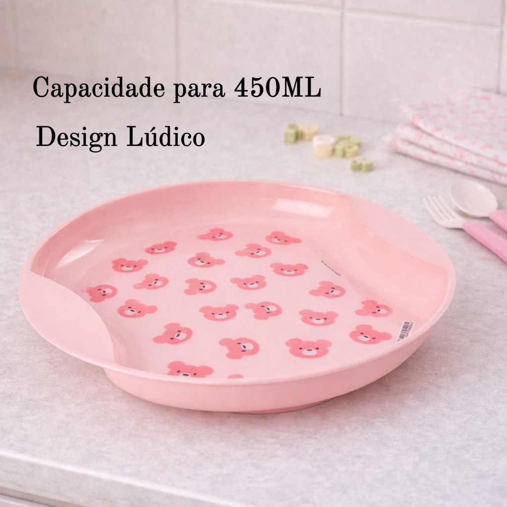 Prato Infantil Raso Plasútil Decorado Ursa em Oferta na Shopee