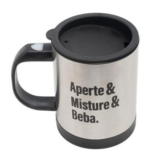 Caneca Mixer Lyor de Aço Inox com Tampa 380ml em Oferta na Shopee