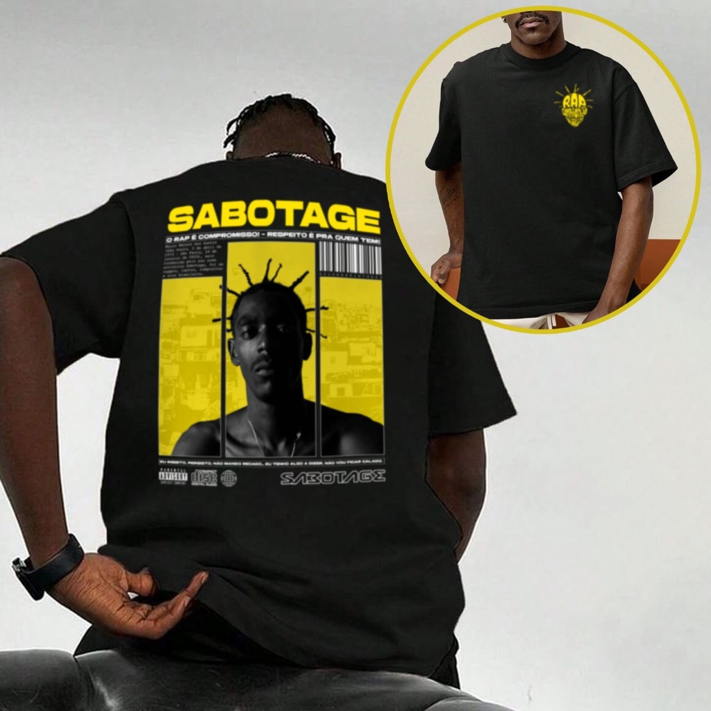 Camisa camiseta t-shirt básica " Sabotage Respeito é pra quem tem Amarelo" 01