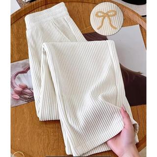 Calça Pantalona Feminino Cintura Alta Tecido Canelado Com Bolso