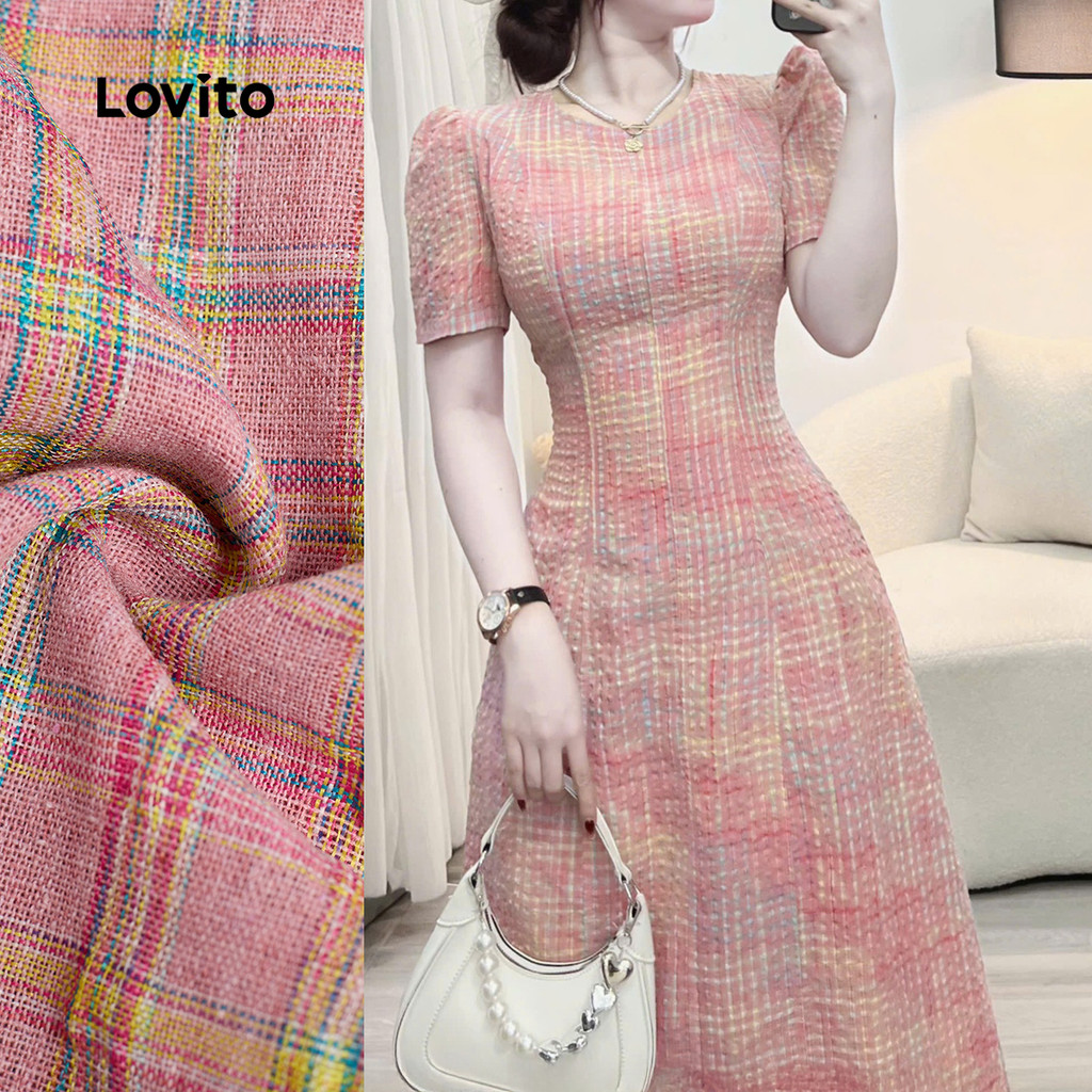 Lovito  Vestido Casual Estrutura Linha Lazer Primavera/verão Vestido para Mulheres L172ED1628 em Oferta na Shopee