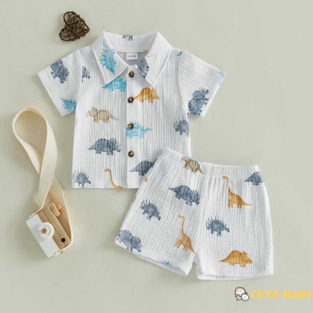 Eph-Infantil Bebê Meninos Verão Dinossauro 2 Peças Conjunto Animal Camisa E Shorts De Manga Curta,0-4 Anos