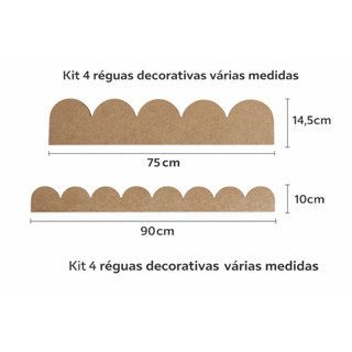 Kits Com 4 Réguas Decorativas Babado em MDF Cru e Branco em Oferta na Shopee