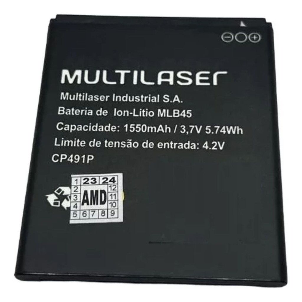 Bateria modelo compatível MLB45 para Multilaser MS45 / MS45s