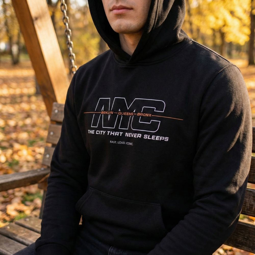 Moletom Masculino Preto Estampa Nova York Capuz e Conforto em Oferta na Shopee