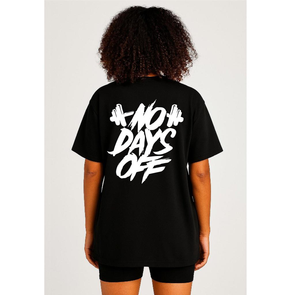 Camiseta Feminina Streetwear Algodão Penteado Infantil Adulto Plus Size Estampa No Days Off Academia Treino Dieta