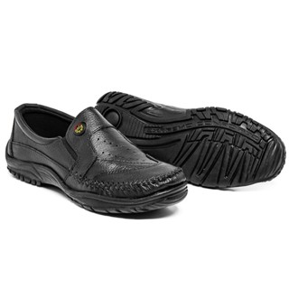 Sapato Mocassim Sapatilha Masculino em Couro Legitimo Confortável Macio Solado de Borracha Costurado em Oferta na Shopee