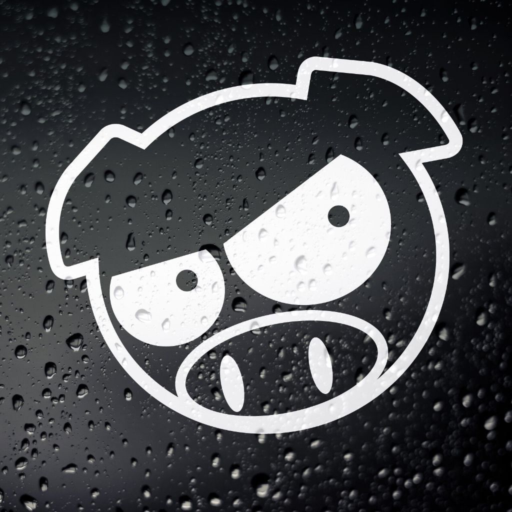 2x Adesivos Porquinho JDM - Angy Pig Car Sticker - Tuner Drift Tengoku Japanese Rally - 12,5x11,3cm